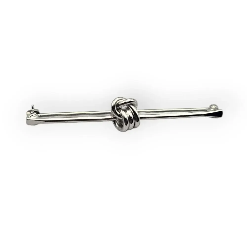 Monet Love Knot Bar Brooch Silver Tone Vintage Minimalist Classic Chic